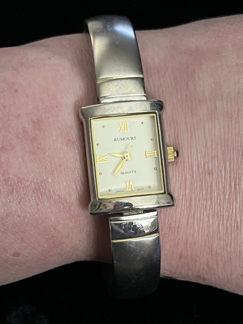 Rumours Silver Tank Watch Gold Roman New Battery Bangle